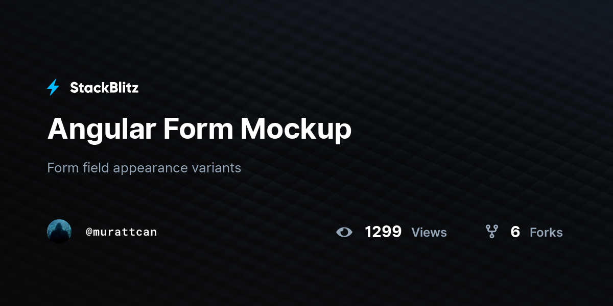 Angular Form Mockup - StackBlitz