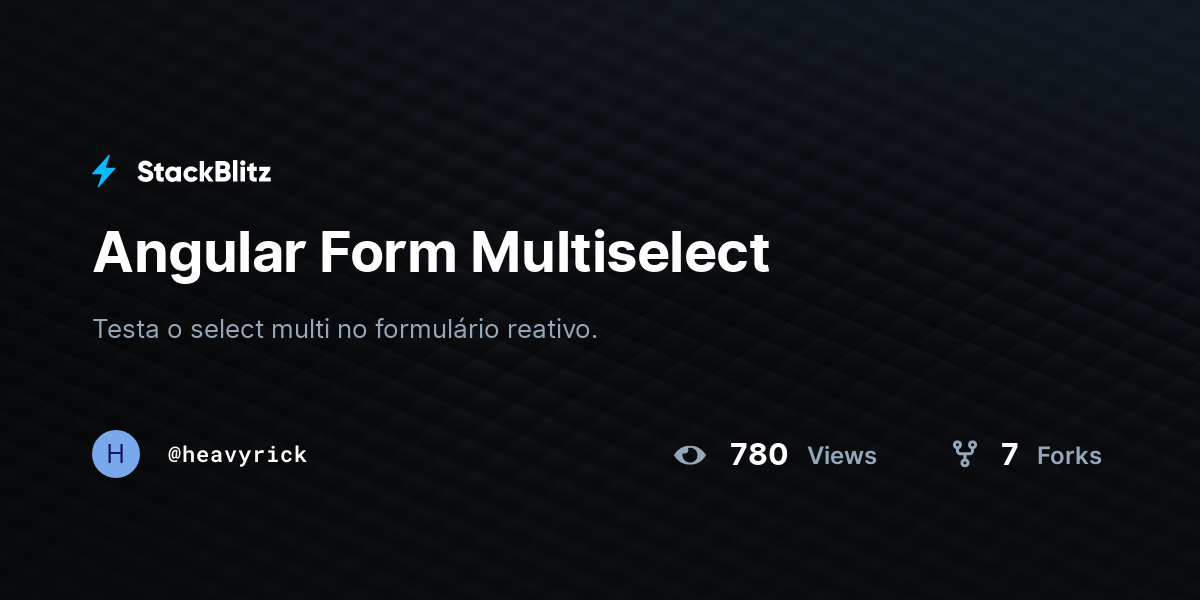 Angular Form Multiselect - StackBlitz