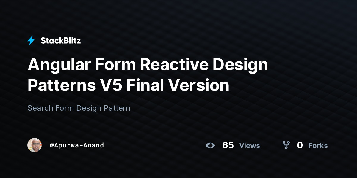 Angular Form Reactive Design Patterns V5 Final Version - StackBlitz