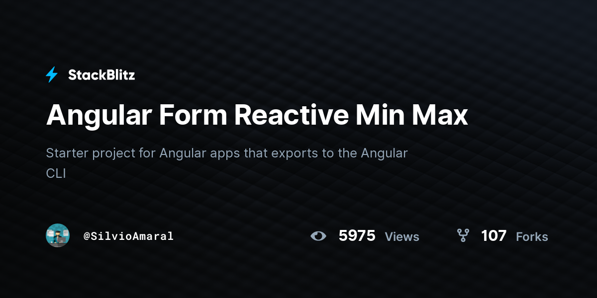 Angular Form Reactive Min Max - StackBlitz