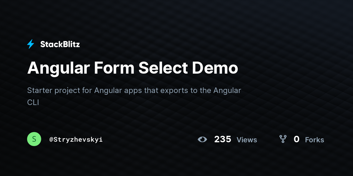 Angular Form Select Demo - StackBlitz