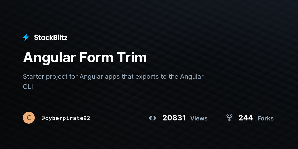 Angular Form Trim StackBlitz