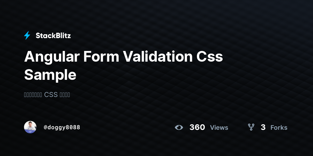 Angular Form Validation Css Sample - StackBlitz