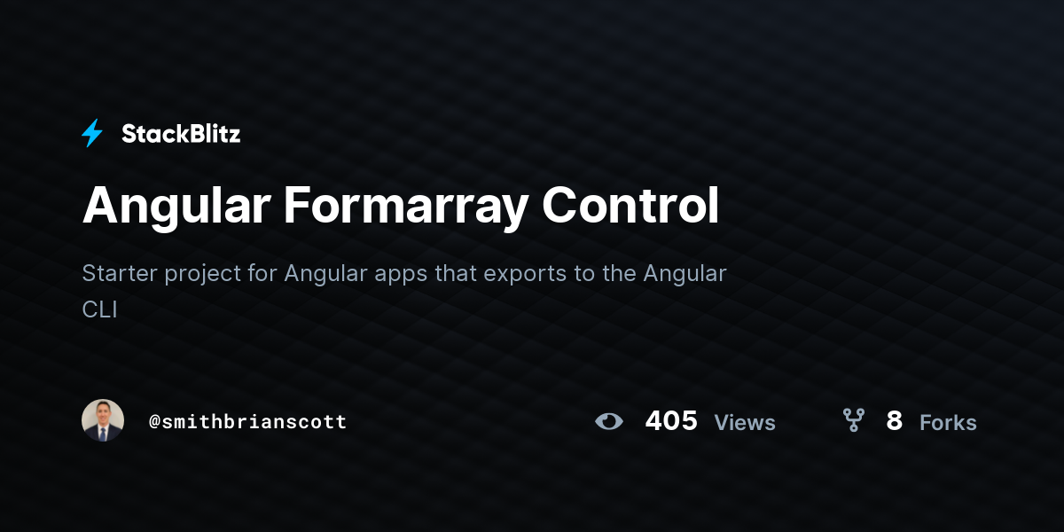 Angular Formarray Control - StackBlitz