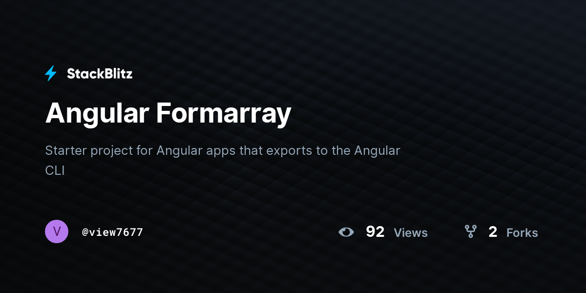 Angular Formarray - StackBlitz