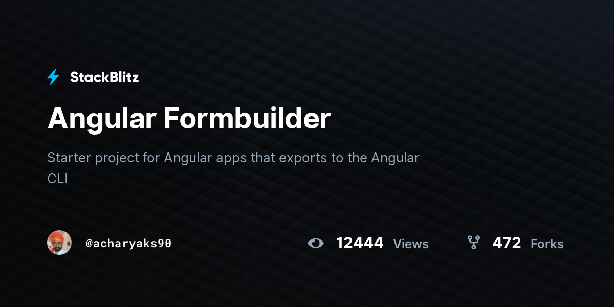 Angular formbuilder stackblitz