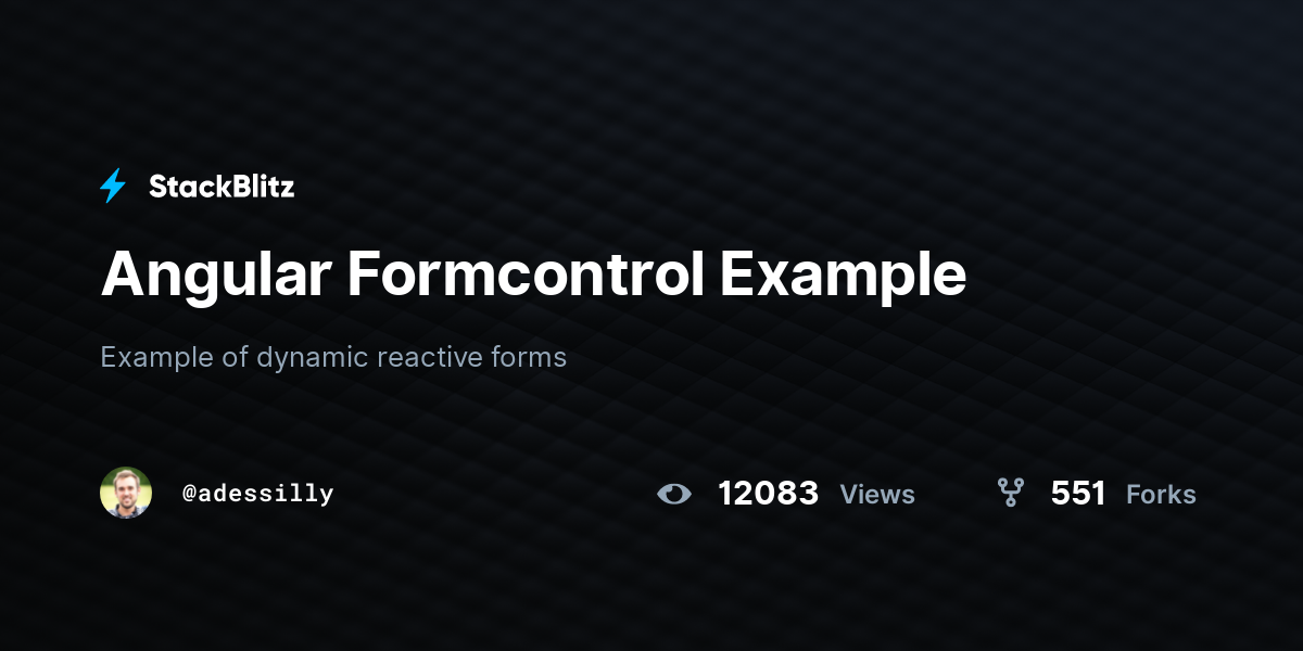 Angular Formcontrol Example - StackBlitz