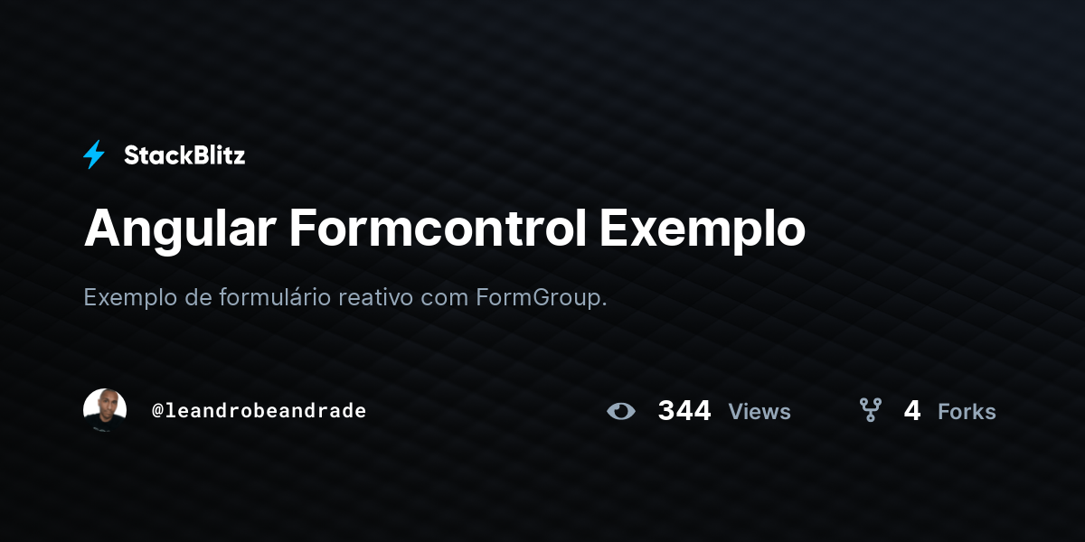 Angular Formcontrol Exemplo - StackBlitz