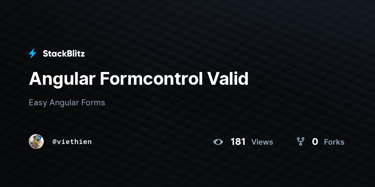 Angular Formcontrol Valid - StackBlitz