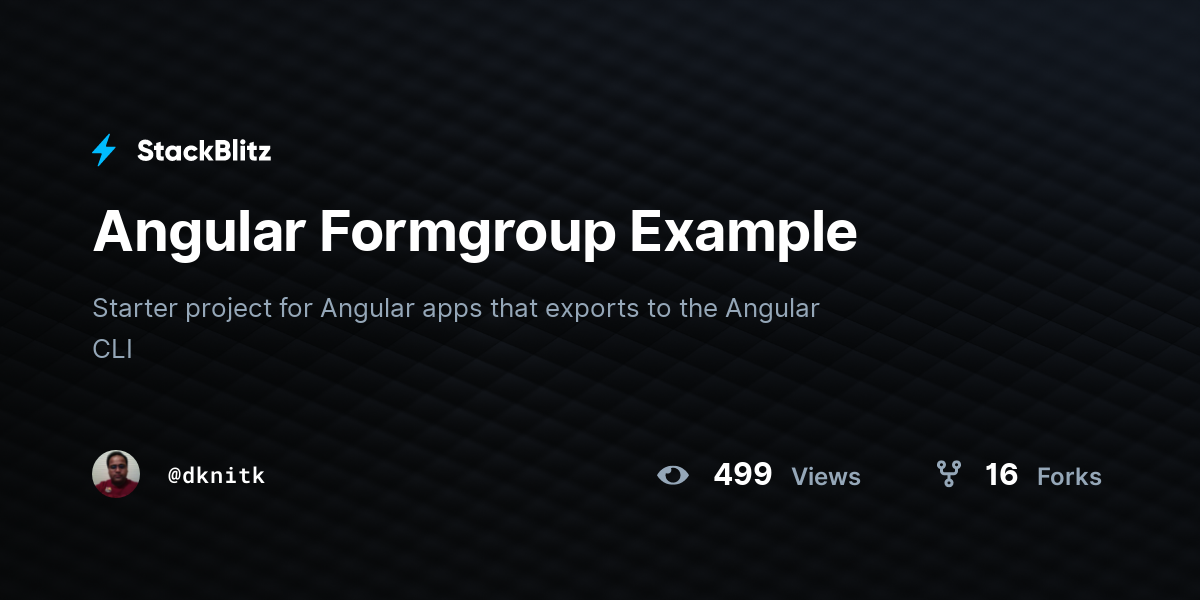 Angular formgroup example stackblitz