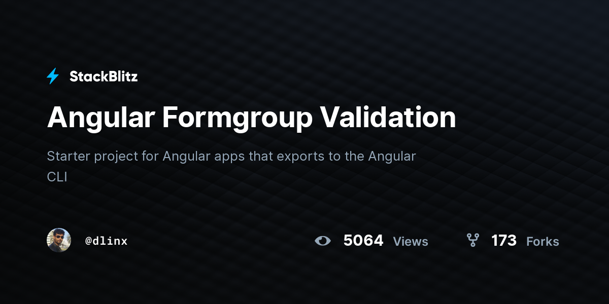 Angular Formgroup Validation - StackBlitz