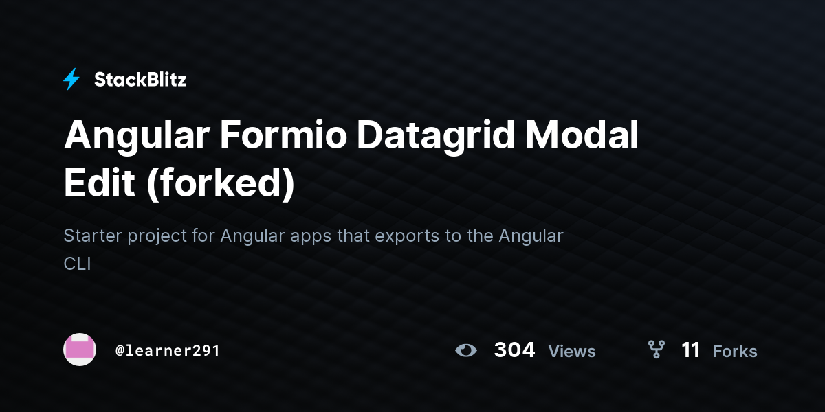 Angular Formio Datagrid Modal Edit (forked) - StackBlitz