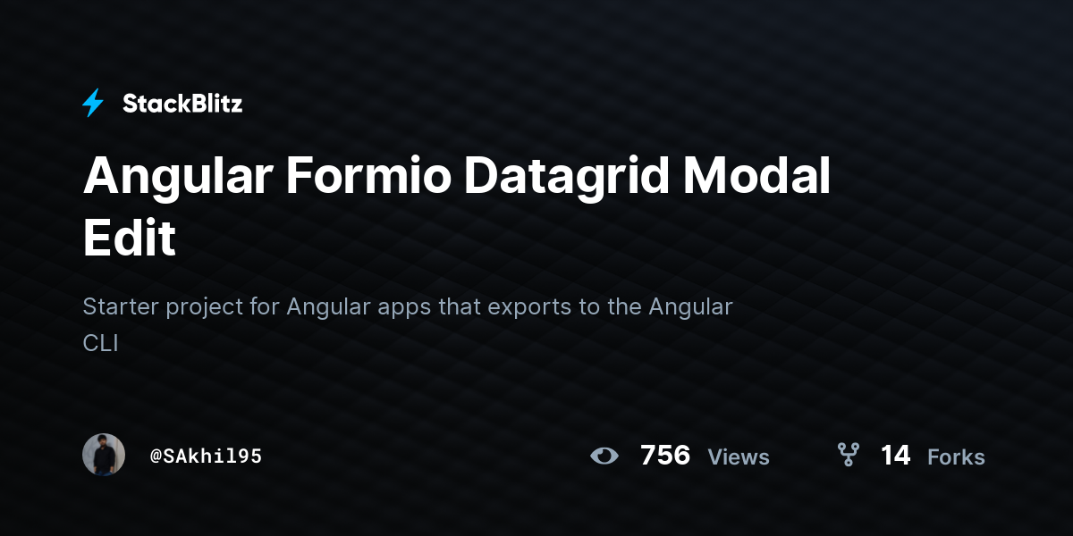 Angular Formio Datagrid Modal Edit - StackBlitz