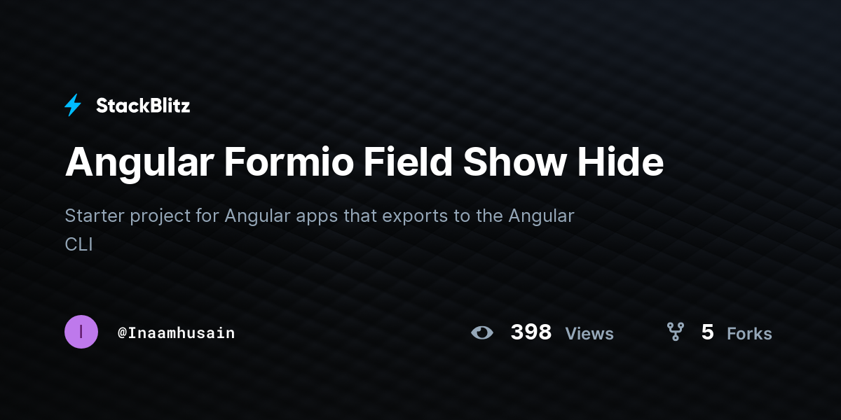 Angular Formio Field Show Hide - StackBlitz