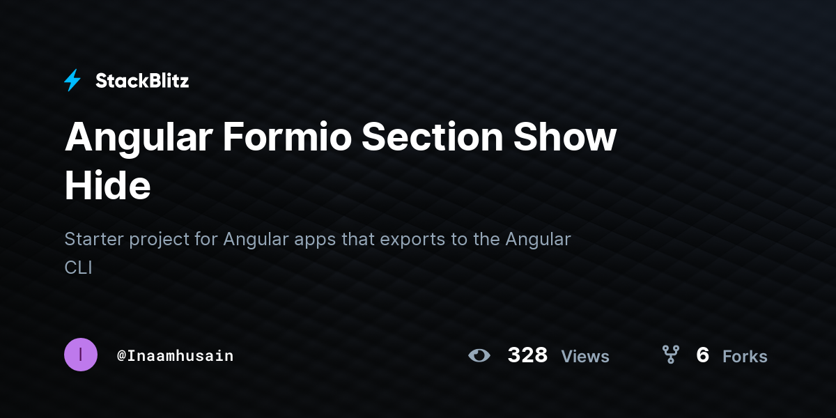 Angular Formio Section Show Hide - StackBlitz