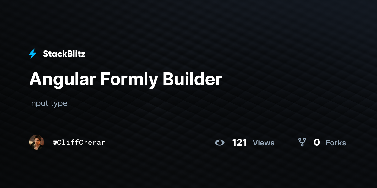 Angular Formly Builder - StackBlitz