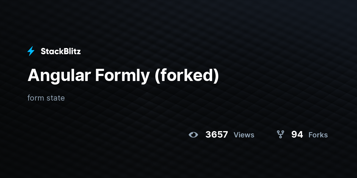 Angular Formly (forked) - StackBlitz