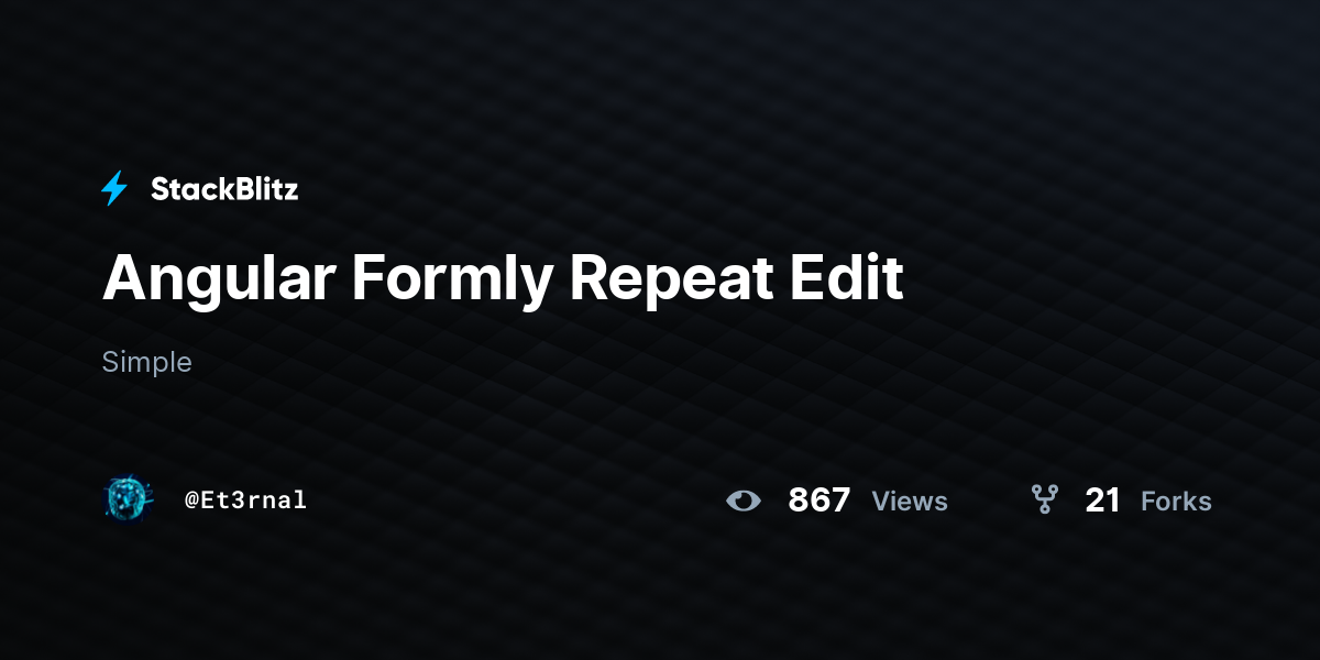 Angular Formly Repeat Edit - StackBlitz