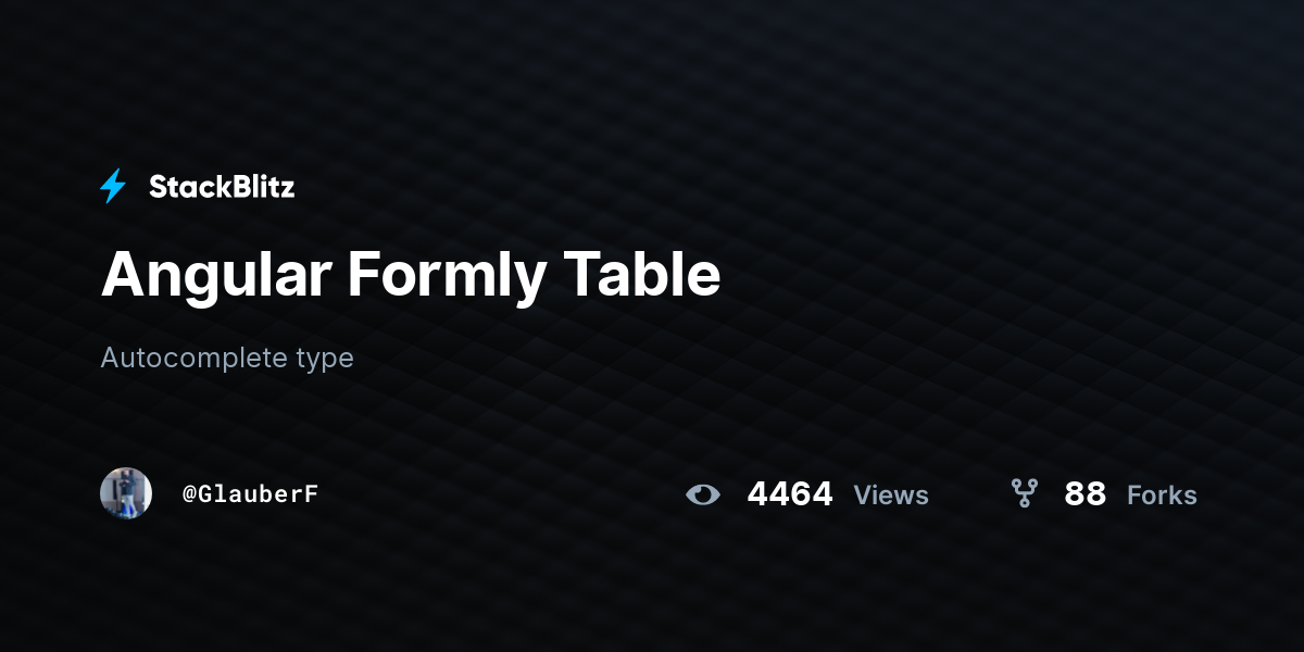 Angular Formly Table - StackBlitz
