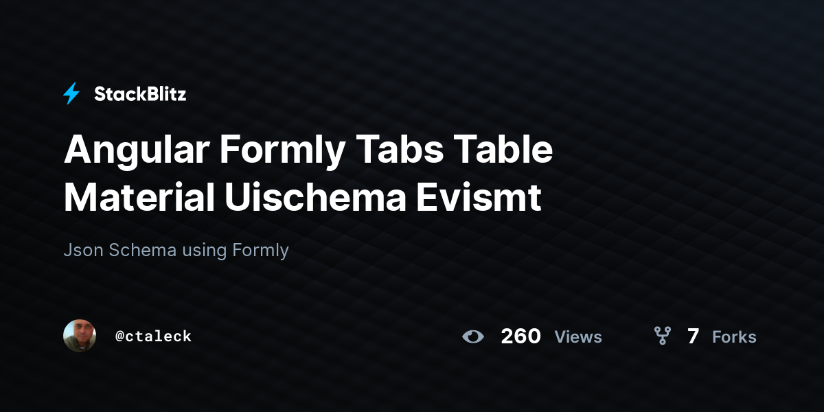Angular Formly Tabs Table Material Uischema Evismt - StackBlitz