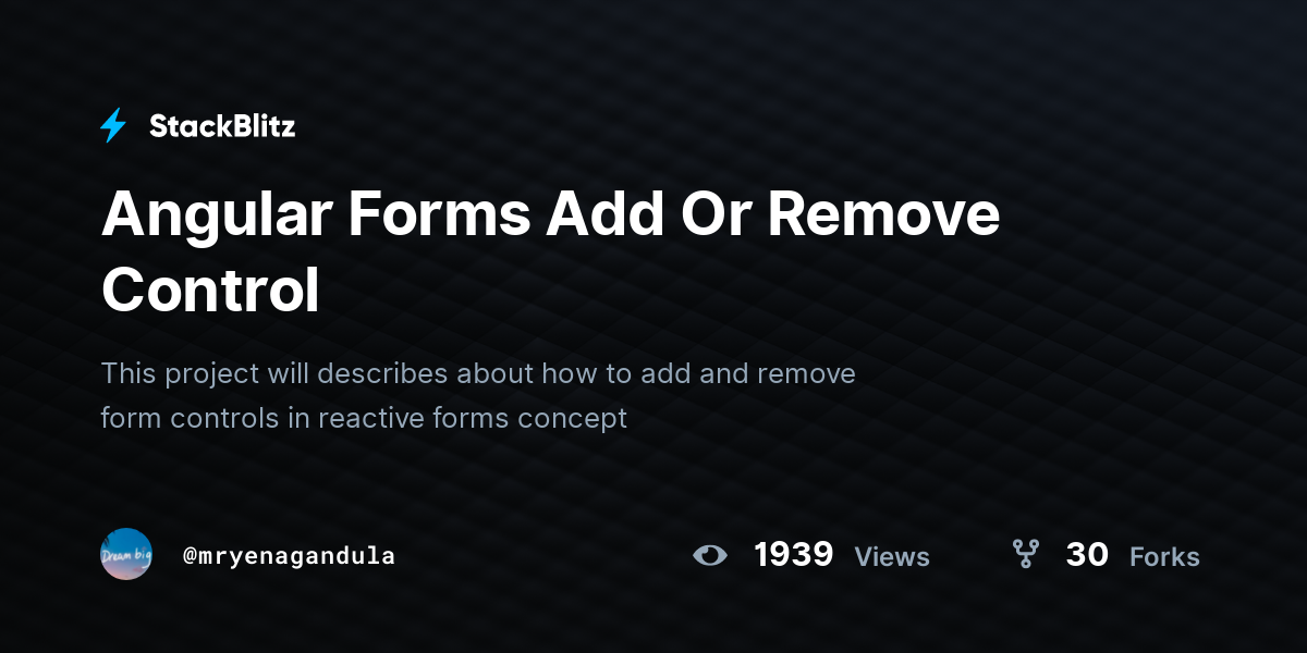 Angular Forms Add Or Remove Control - StackBlitz