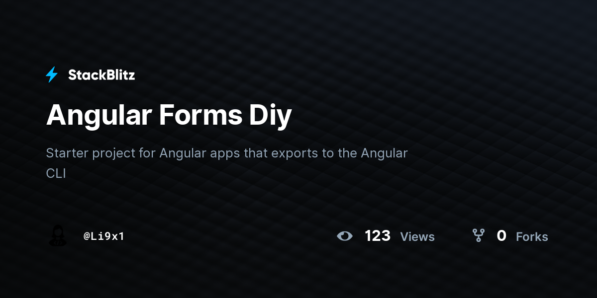 Angular Forms Diy - StackBlitz