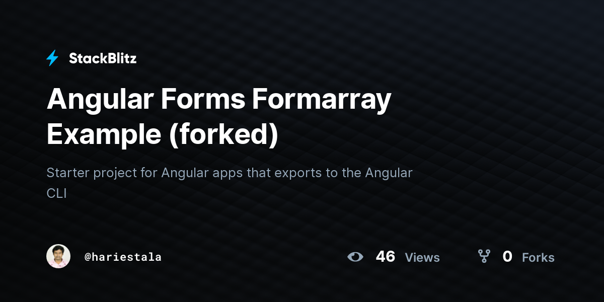 Angular Forms Formarray Example (forked) - StackBlitz