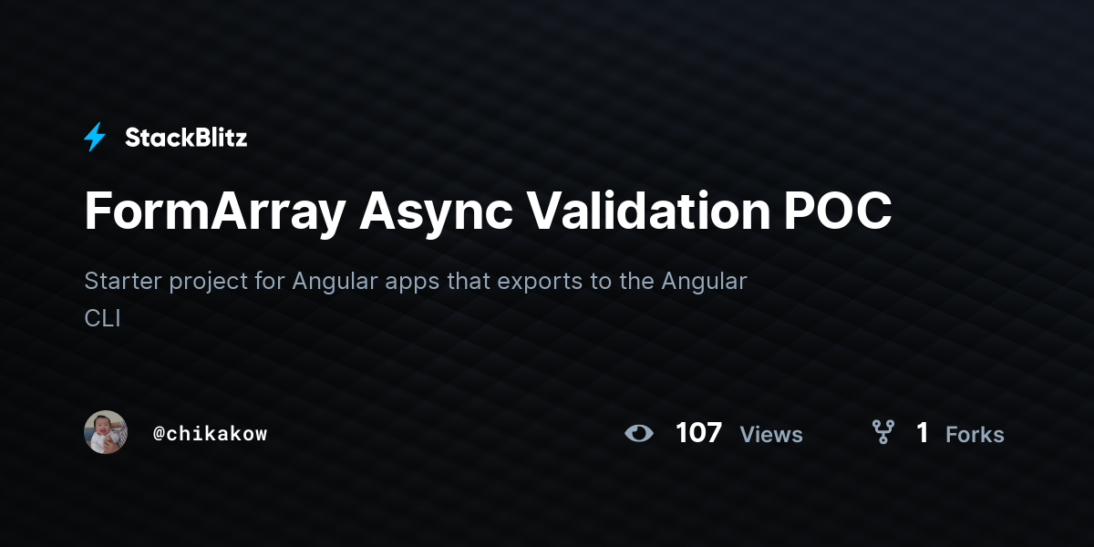 FormArray Async Validation POC - StackBlitz