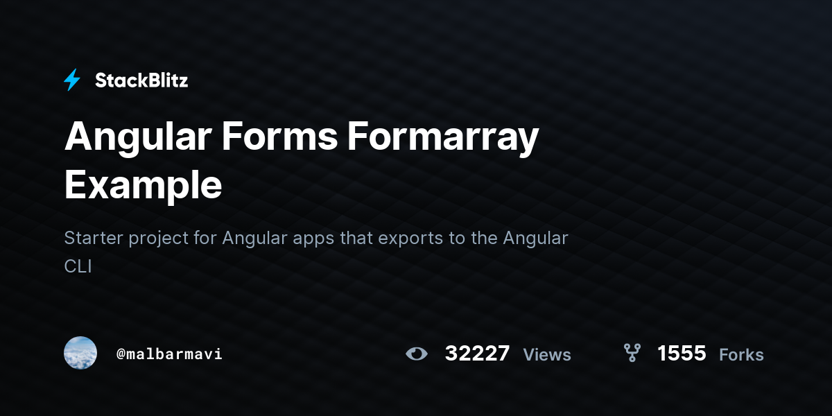 Angular Forms Formarray Example - StackBlitz