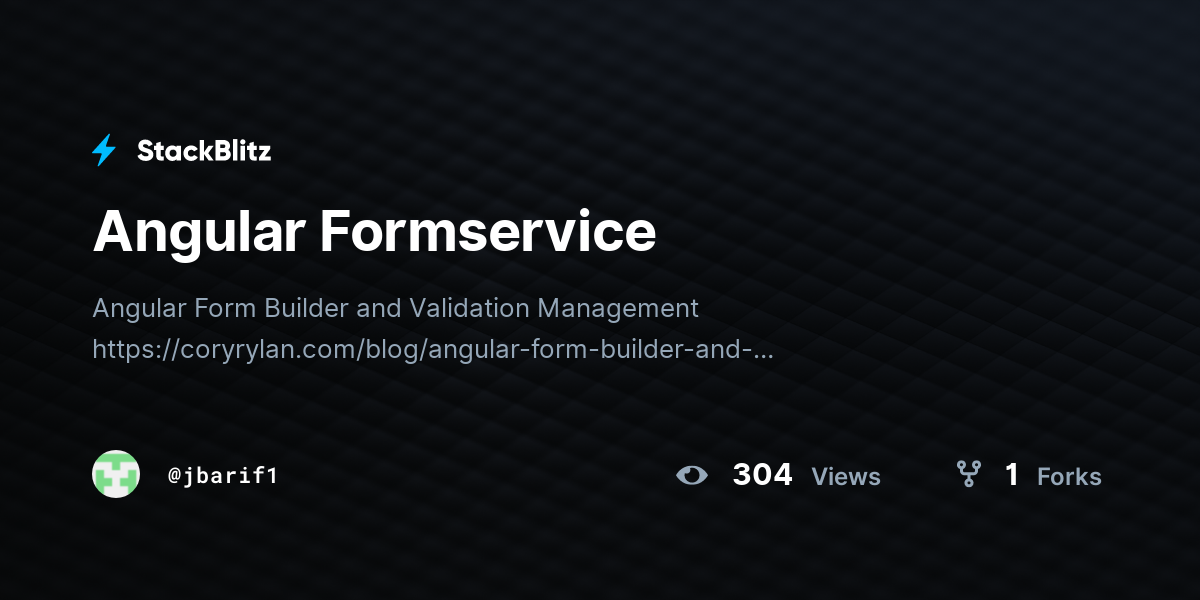 Angular Formservice - StackBlitz
