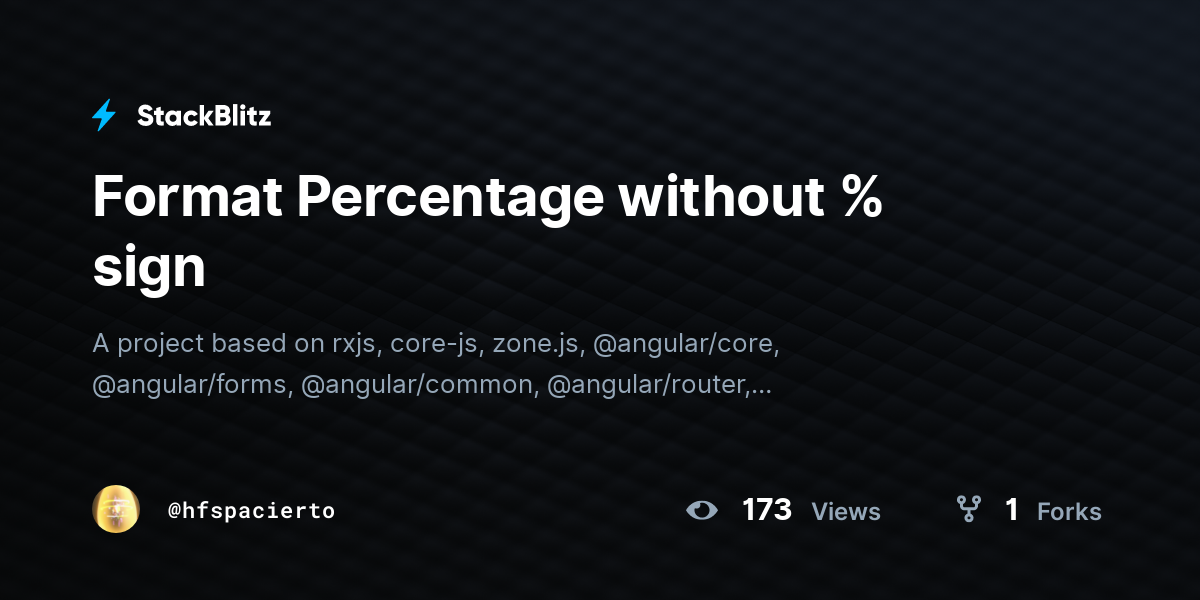 Format Percentage without % sign - StackBlitz