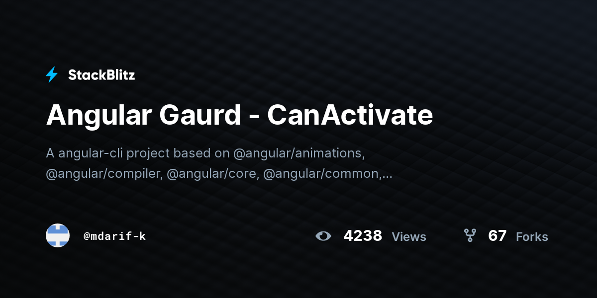 Angular Gaurd - CanActivate - StackBlitz