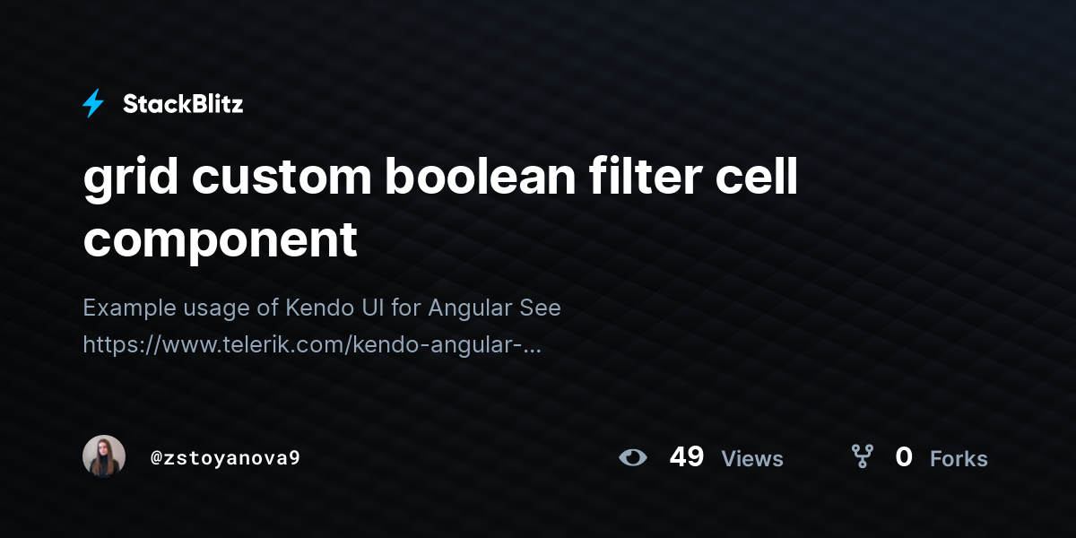 grid custom boolean filter cell component - StackBlitz