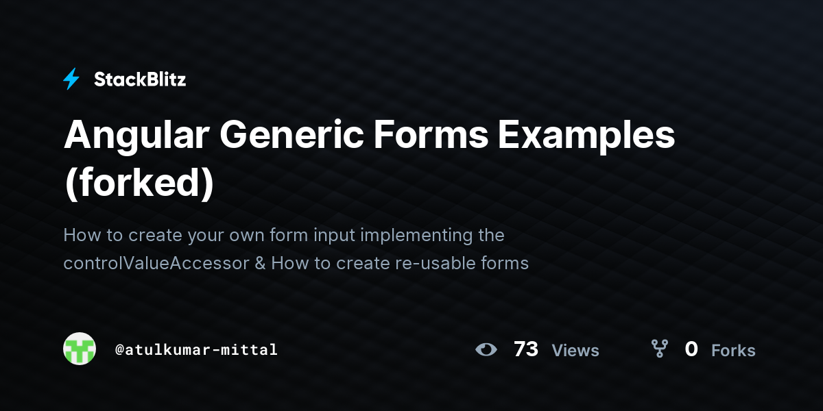 Angular Generic Forms Examples (forked) - StackBlitz