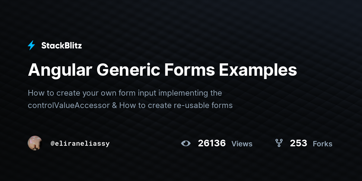 Angular Generic Forms Examples - StackBlitz