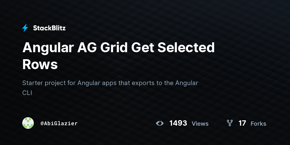 Angular AG Grid Get Selected Rows - StackBlitz