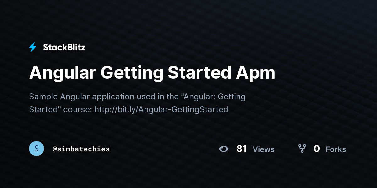 Angular Getting Started Apm StackBlitz