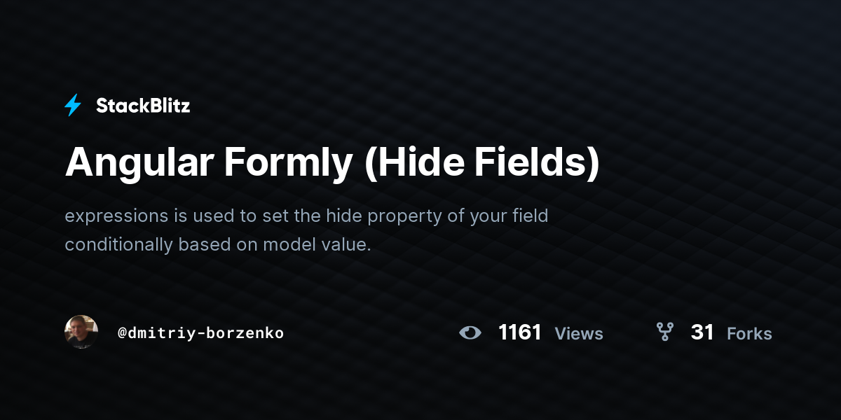 Angular Formly (Hide Fields) - StackBlitz