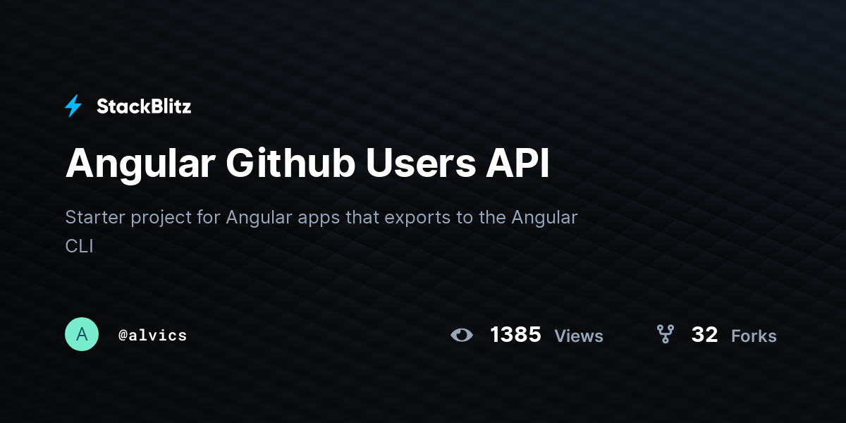 Angular Github Users API - StackBlitz
