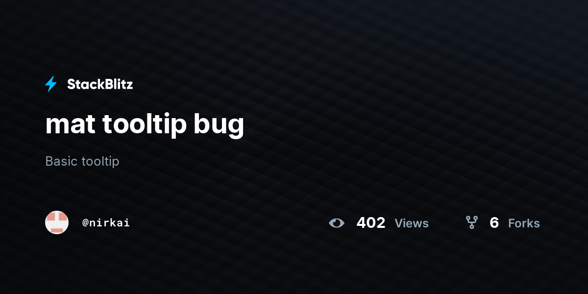 mat tooltip bug StackBlitz
