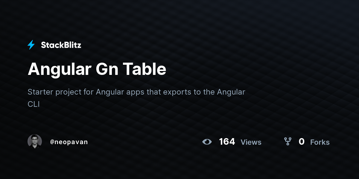 Angular Gn Table - StackBlitz
