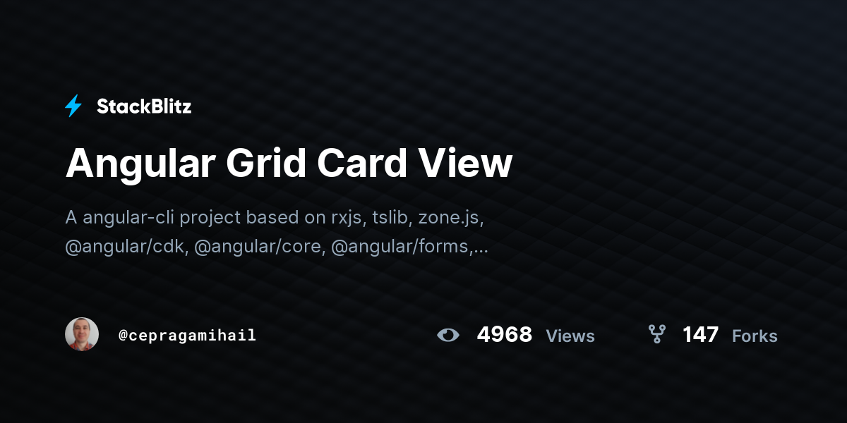 Angular Grid Card View StackBlitz