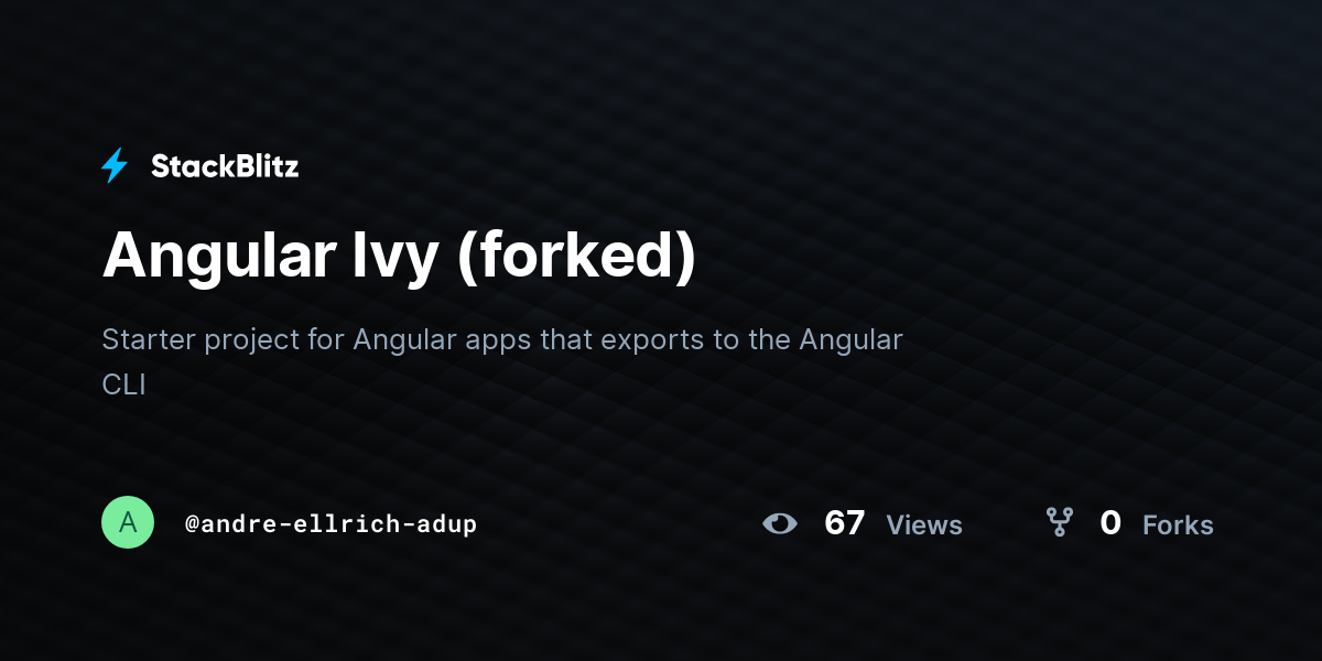 Angular Ivy (forked) - StackBlitz