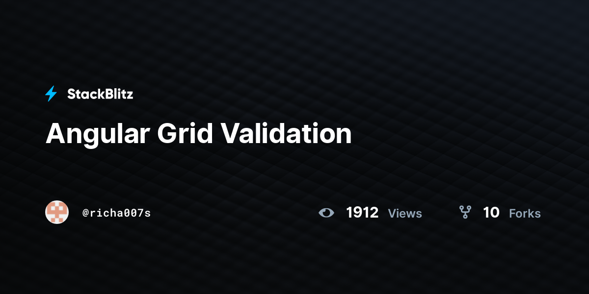 Angular Grid Validation - StackBlitz