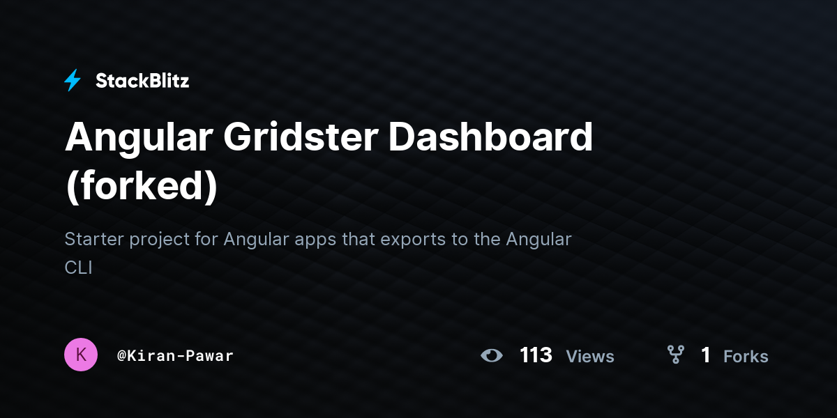 Angular Gridster Dashboard (forked) - StackBlitz