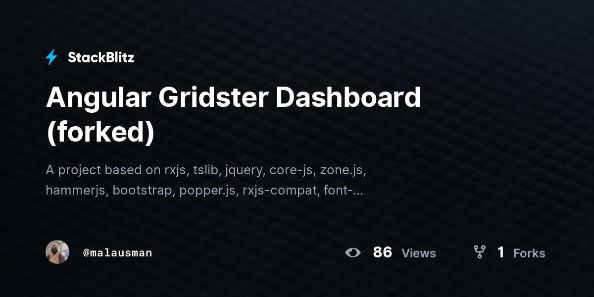 Angular Gridster Dashboard (forked) - StackBlitz
