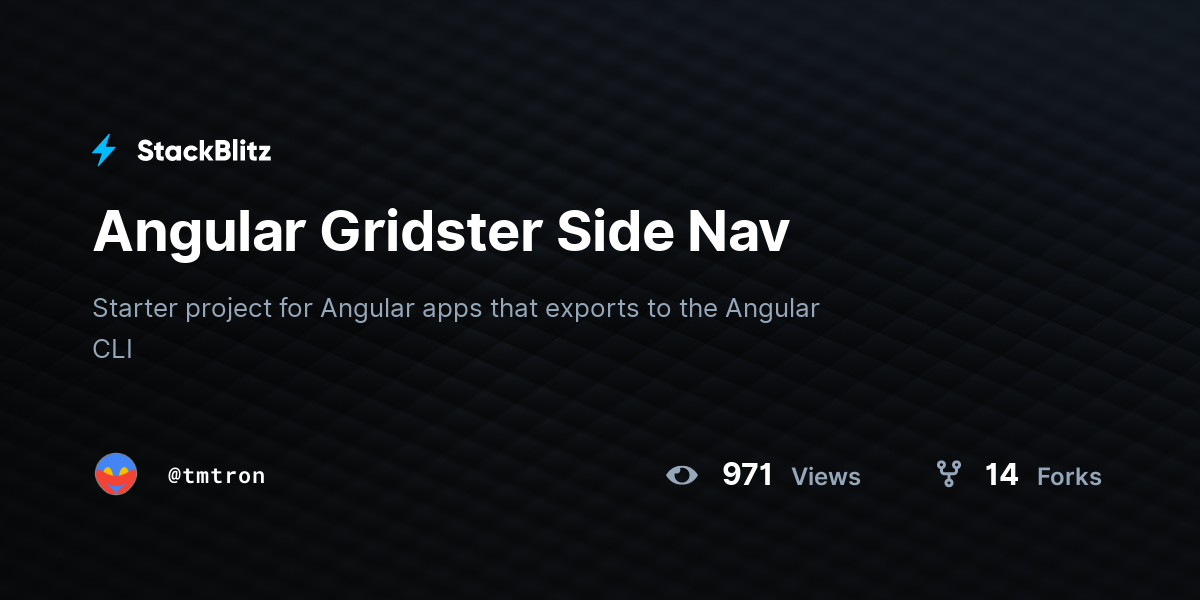 Angular Gridster Side Nav - StackBlitz