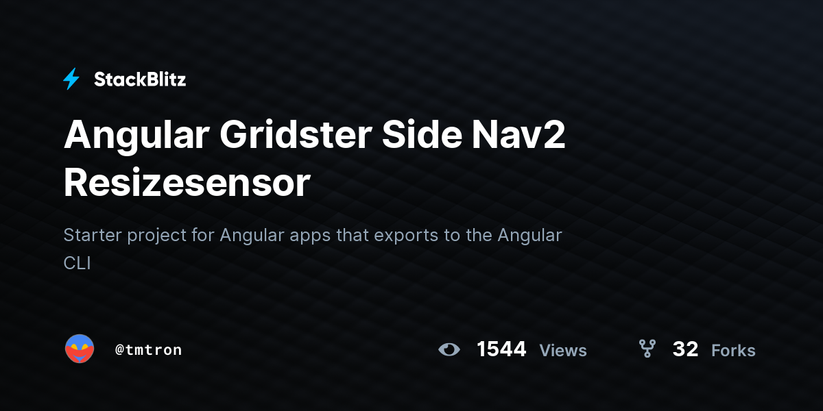 Angular Gridster Side Nav2 Resizesensor - StackBlitz