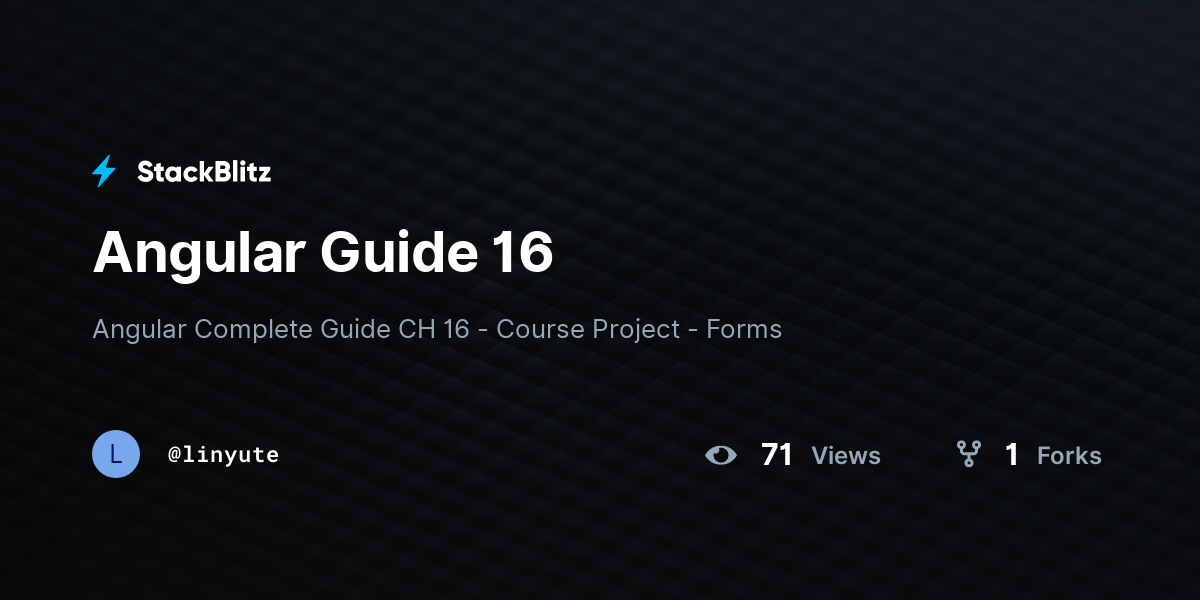 Angular Guide 16 - StackBlitz