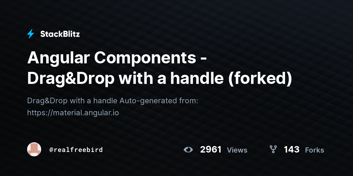 Angular Components - Drag&Drop with a handle (forked) - StackBlitz